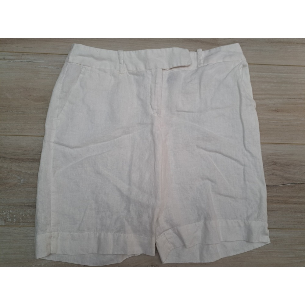 Willi Smith Womens White 100% Linen Shorts Size 4 Mid Rise
